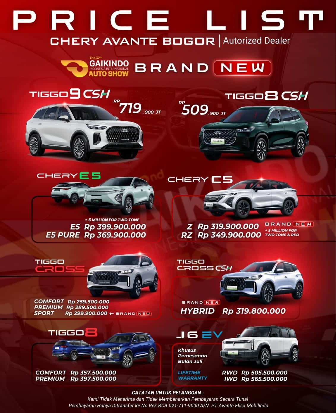 Harga Promo Chery Bogor – Agustus 2025